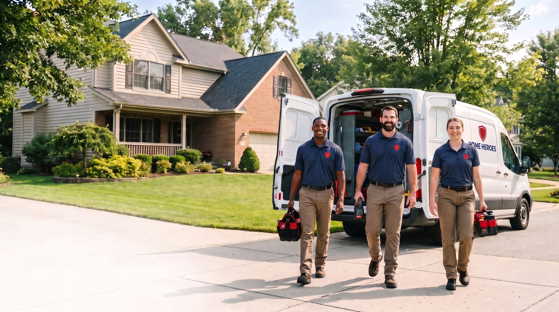 The Home Heroes crew arriving at a Cincinnati-area home, ready to work